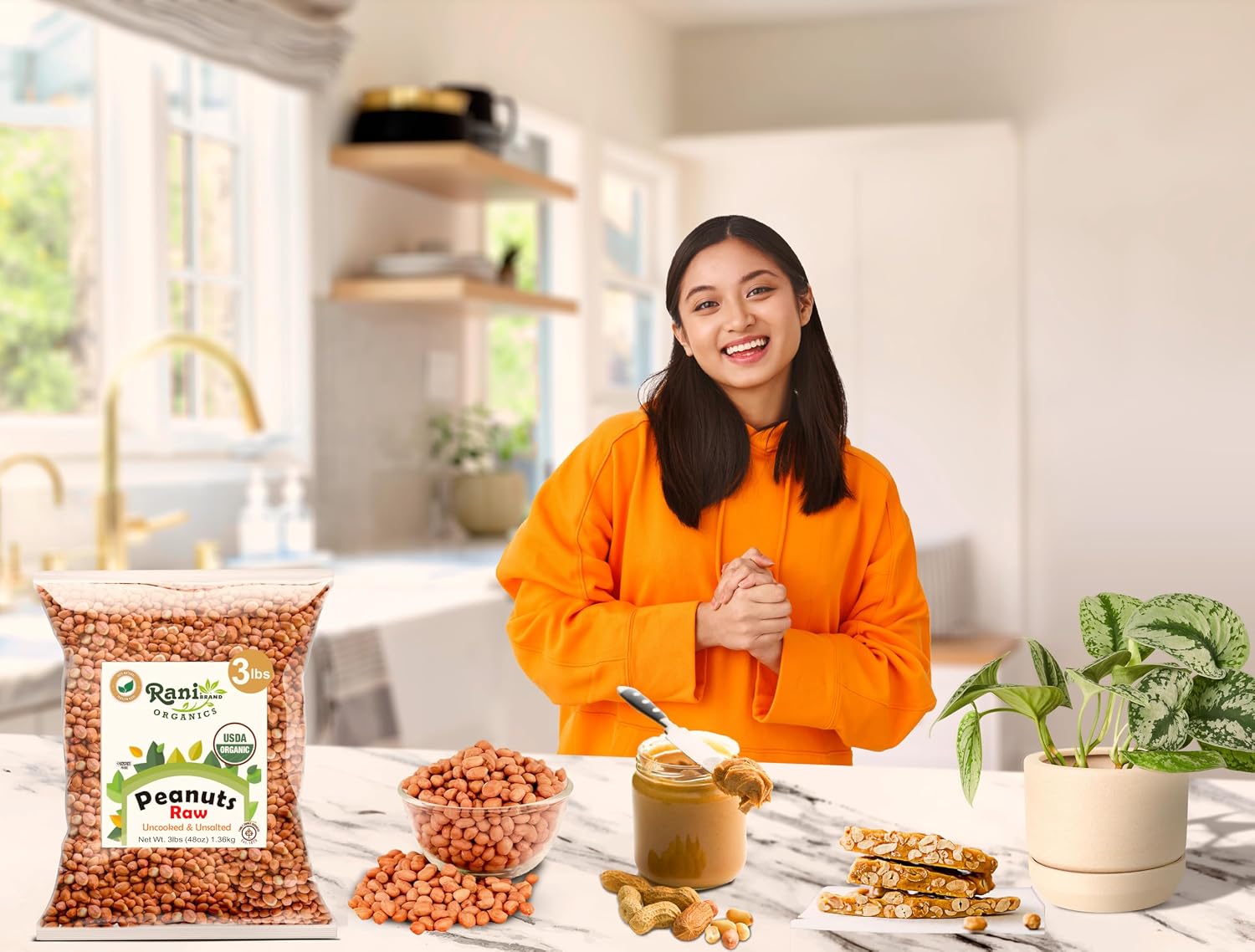 Rani Peanuts, Raw Whole With Skin (uncooked, unsalted) 14oz (400g) ~ All Natural | Vegan | Kosher | Gluten Friendly | Fresh Product of USA ~ Spanish Grade Groundnut/Red-skin