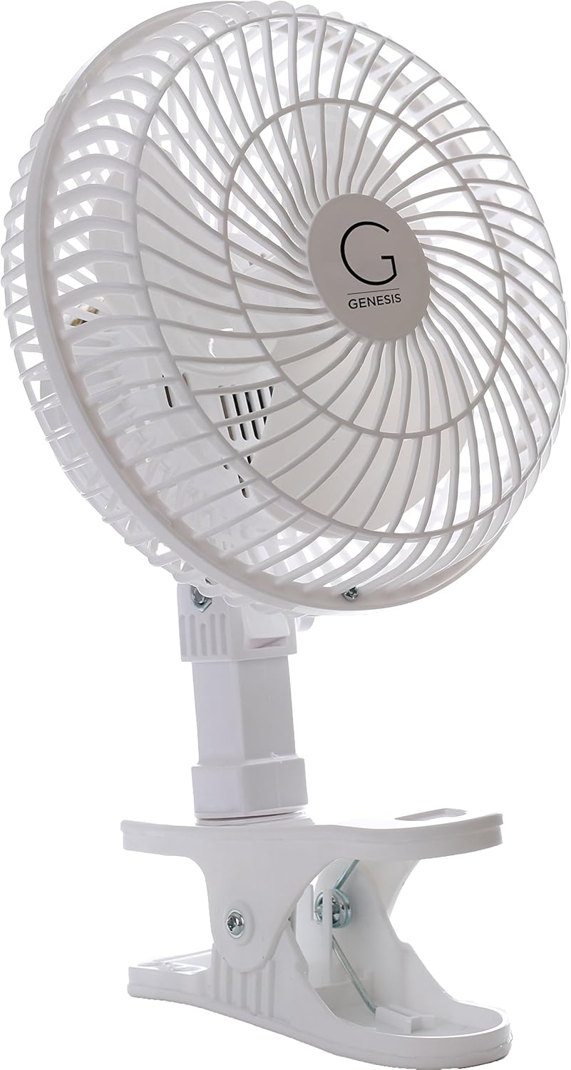 Genesis 6-Inch Clip Convertible Table-Top & Clip Fan Two Quiet Speeds - Ideal For The Home, Office, Dorm, More Off White