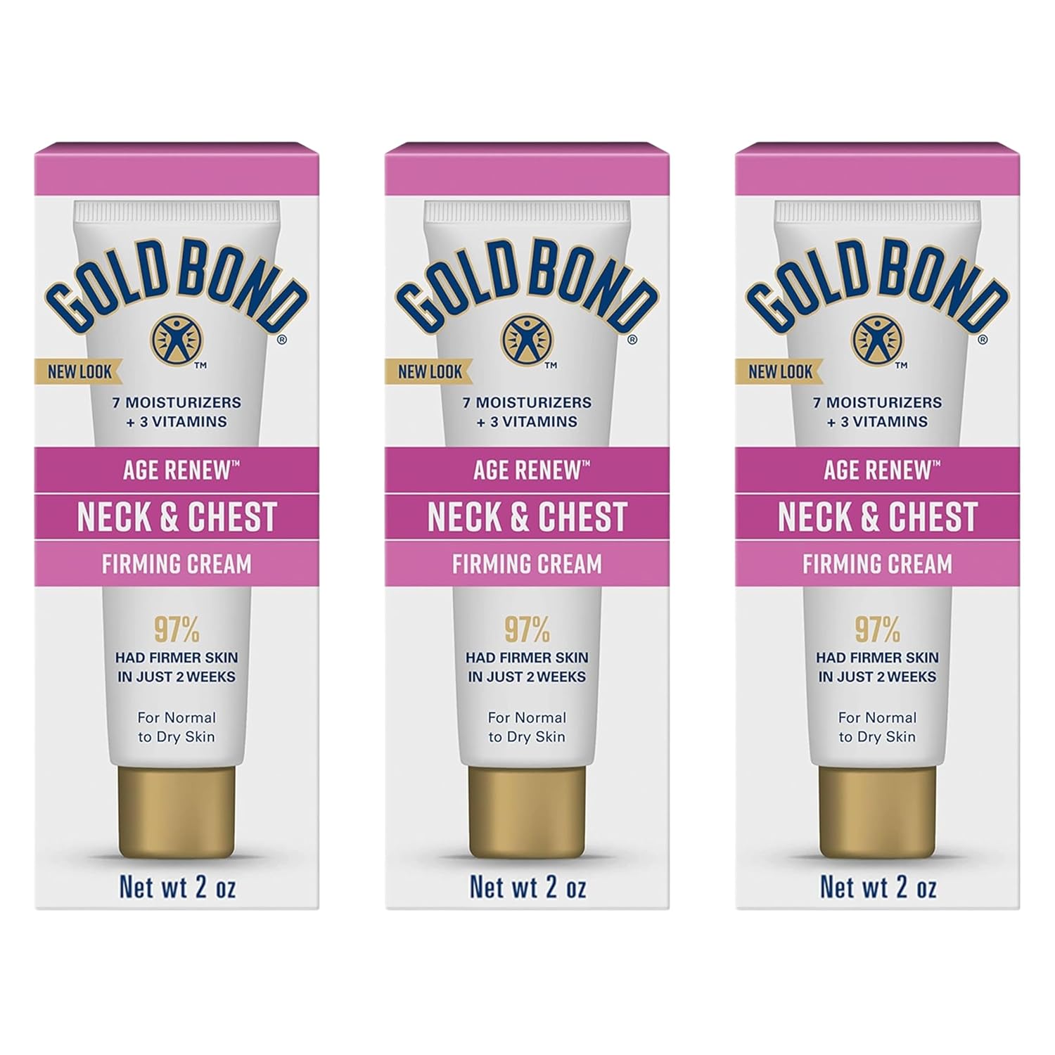 Gold Bond Age Renew Neck & Chest Firming Age Renew Cream, 2 oz | Firmer-looking skin, hyaluronic acid neck firming cream, improves elasticity and texture, dermatologist and clinically tested