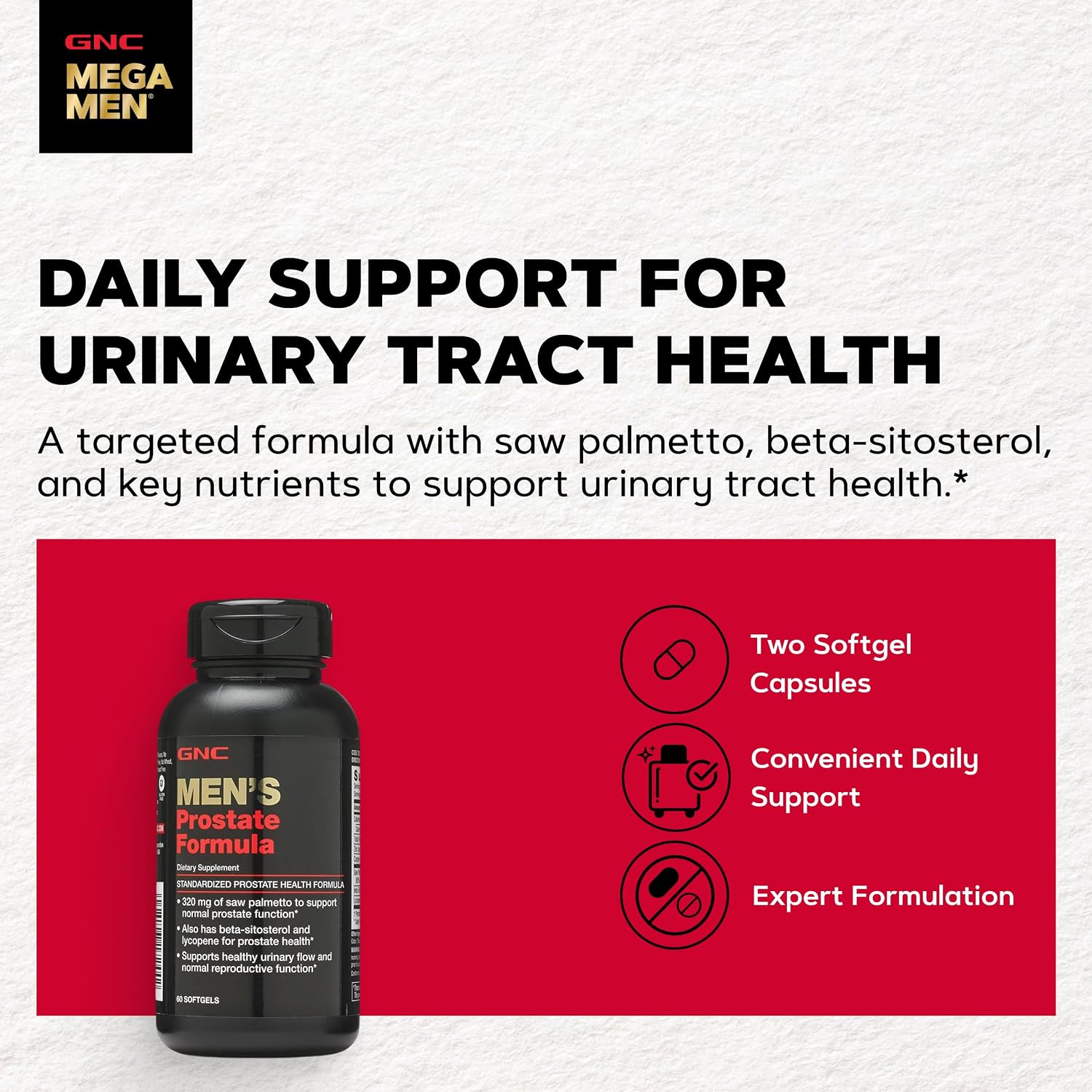 GNC Men's Prostate Formula, 60 Softgels, Supports Normal Reproductive Function