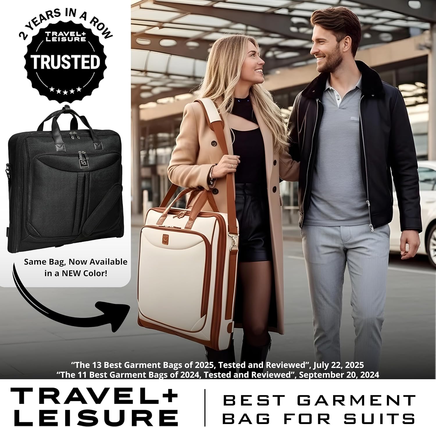 Premium Suit Garment Bag Carry On - Hangs 4 Suits - Travel & Business with Shoulder Strap and Laptop Compartment