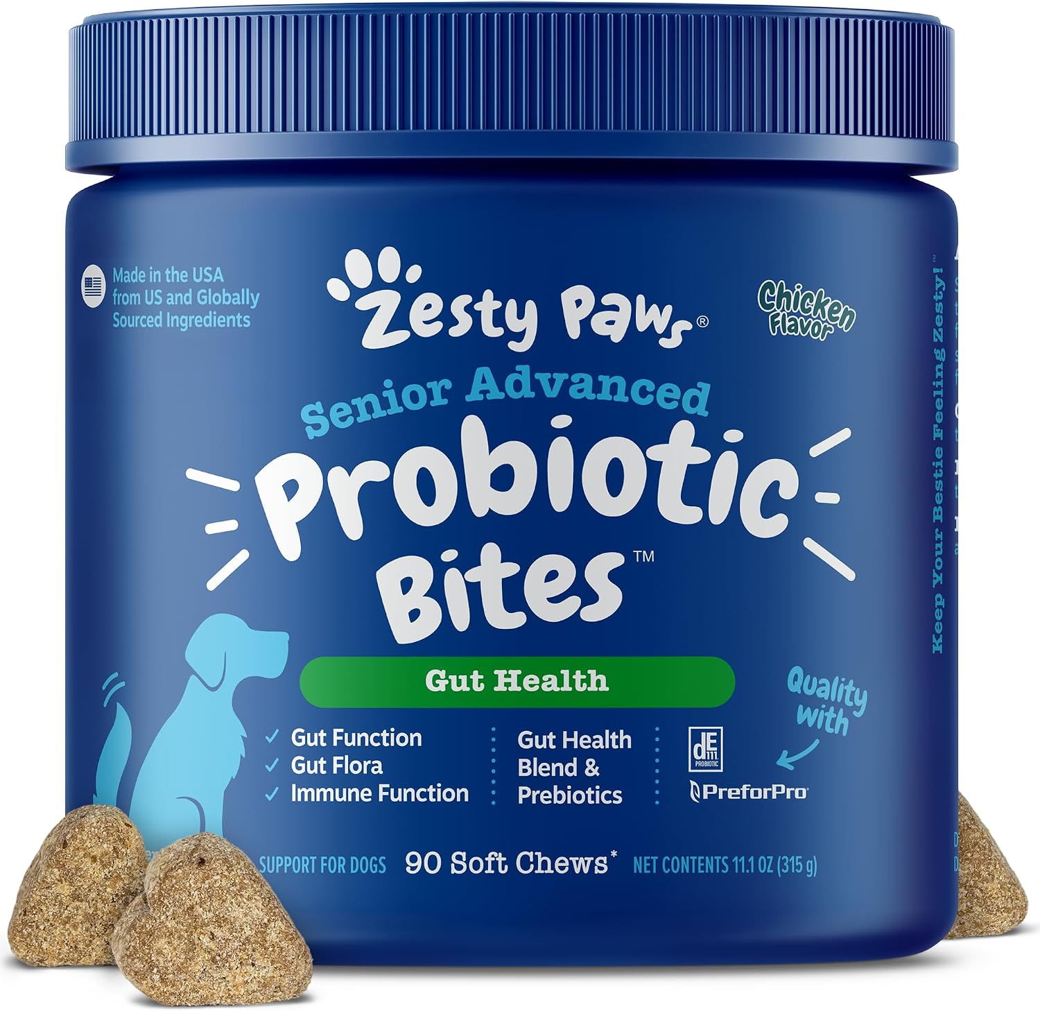 Zesty Paws Probiotics for Dogs - Digestive Enzymes for Gut Flora, Digestive Health, Diarrhea & Bowel Support - Clinically Studied DE111 - Dog Supplement Soft Chew for Pet Immune System - Pumpkin, 90ct