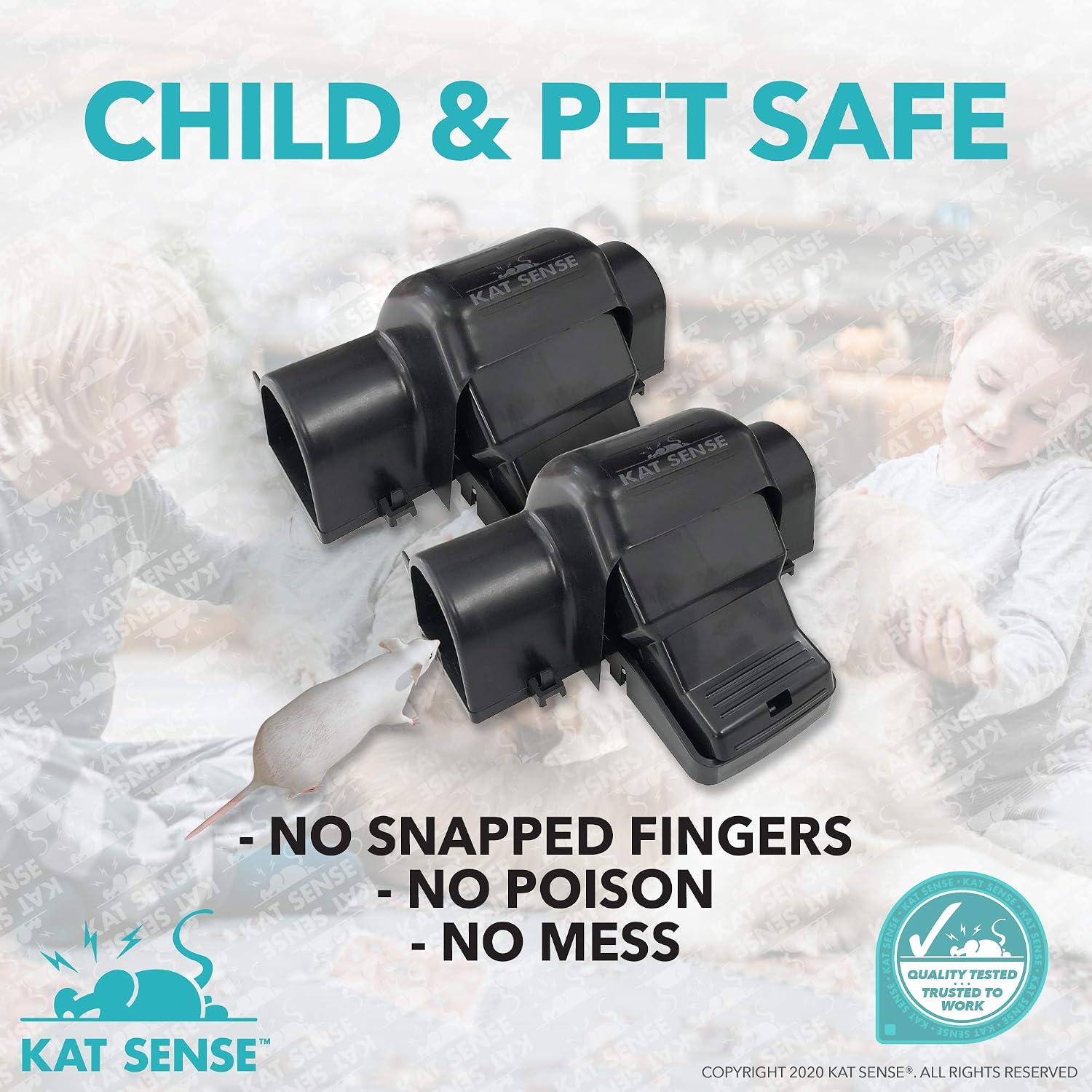 Kat Sense Covered Rat Trap & Chipmunk Trap, Prevents Accidental Triggering with Tunnel Design, Quick Action Pest Control Device
