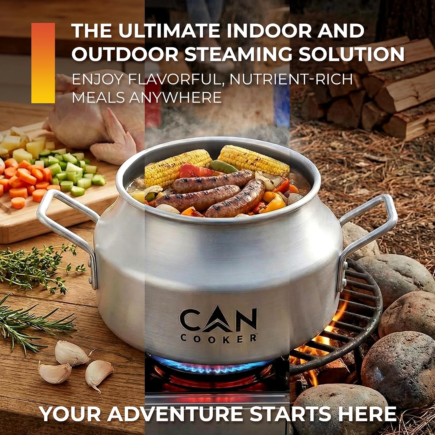 CanCooker Junior Convection Steam Cooker | 2 Gallon | Feeds Up to 10 People | Includes Lid Travel Bag & Recipe Book | Non Stick Coating