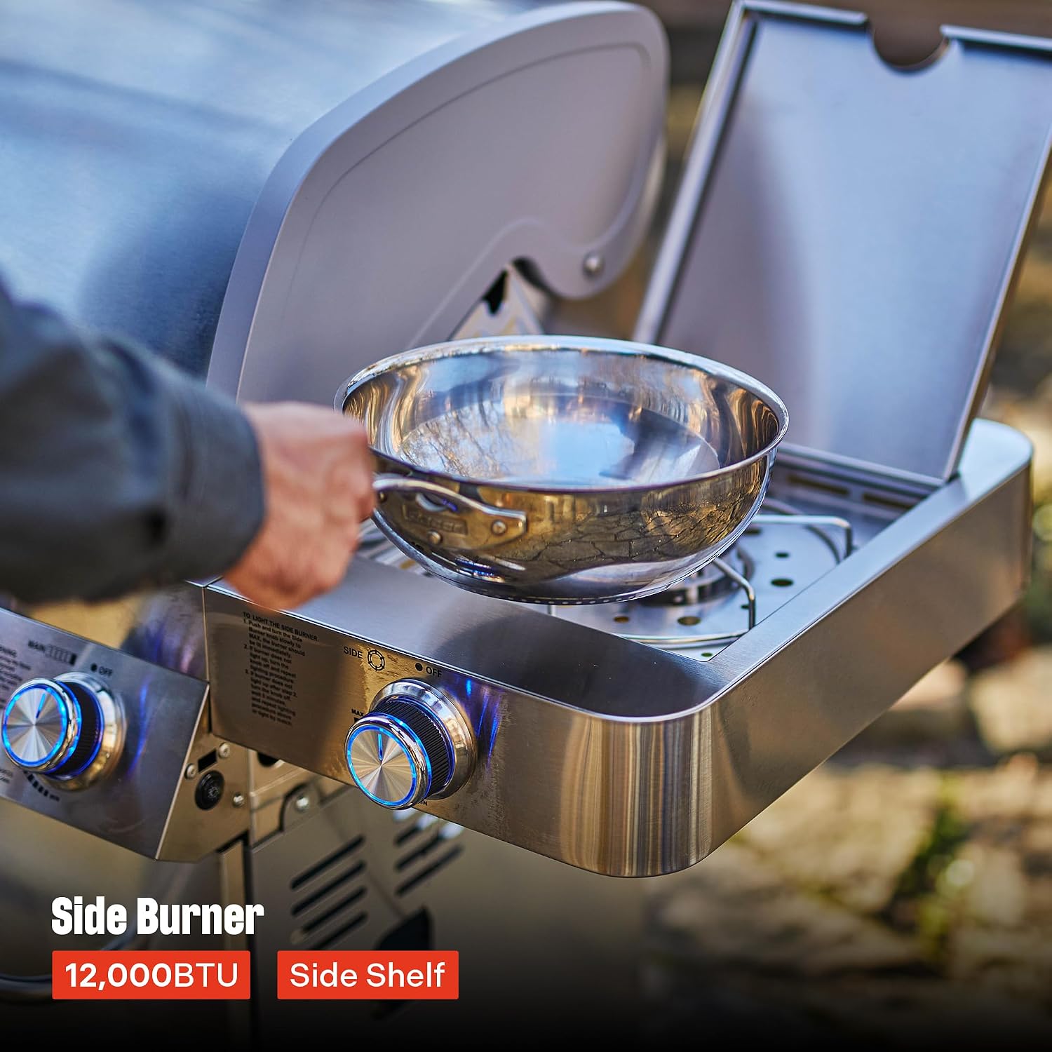Monument Grills 77352 6+1 Burner Stainless Steel Cabinet Style Propane Gas Grill with Knob Controls, Side Burner, Built-In Thermometer