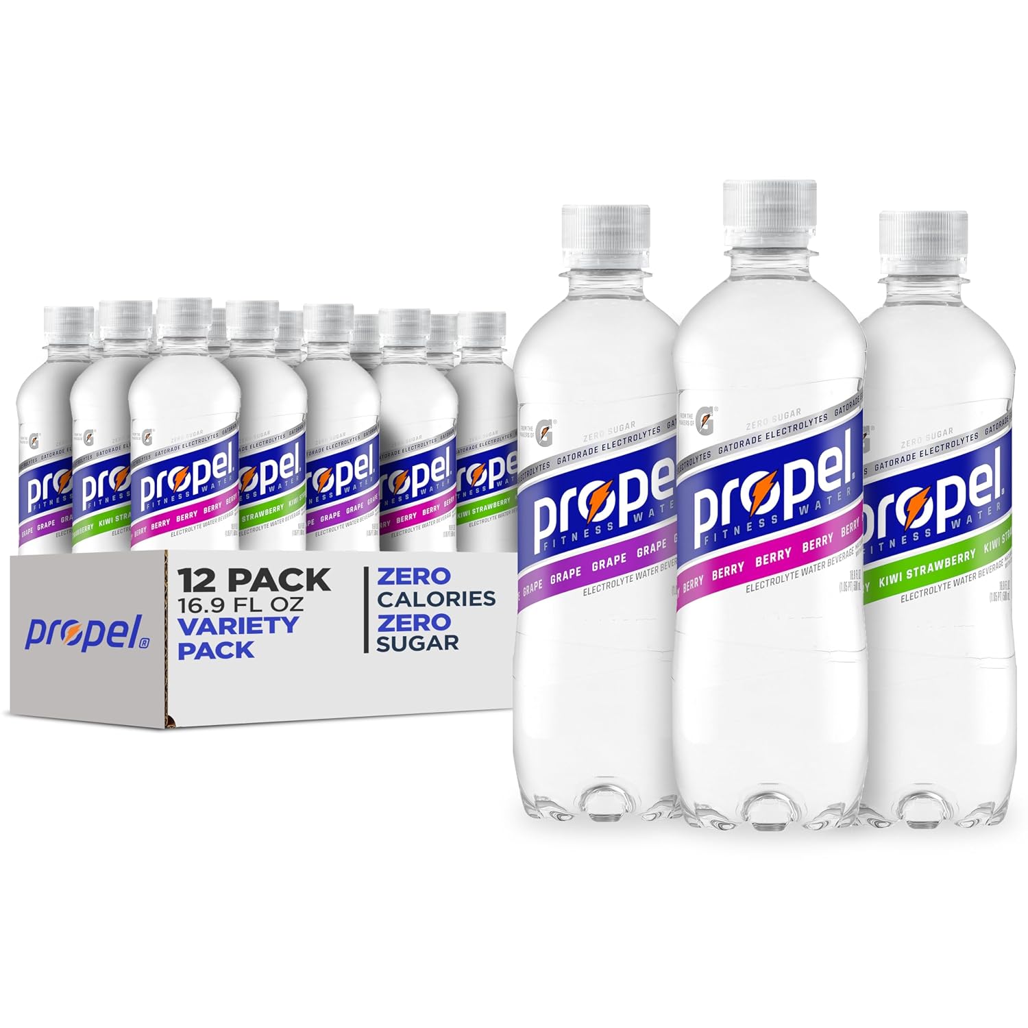 Propel, Kiwi Strawberry, Zero Calorie Sports Drinking Water with Electrolytes and Vitamins C&E, 16.9 Fl Oz (12 Count)