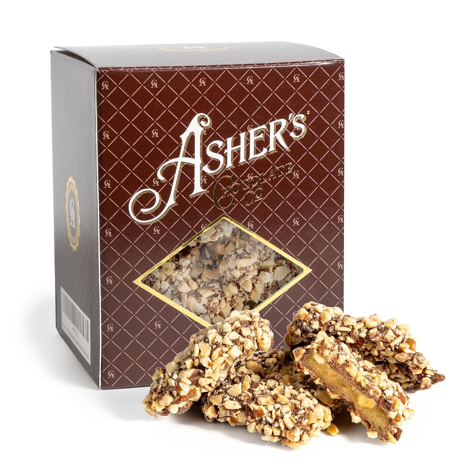Asher's Chocolates, Gourmet Chocolate Covered Almond Bark, Sweet and Salty Candy with Almonds, Small Batches of Kosher Chocolate, Family Owned Since 1892 (1 Pound, Dark Chocolate)