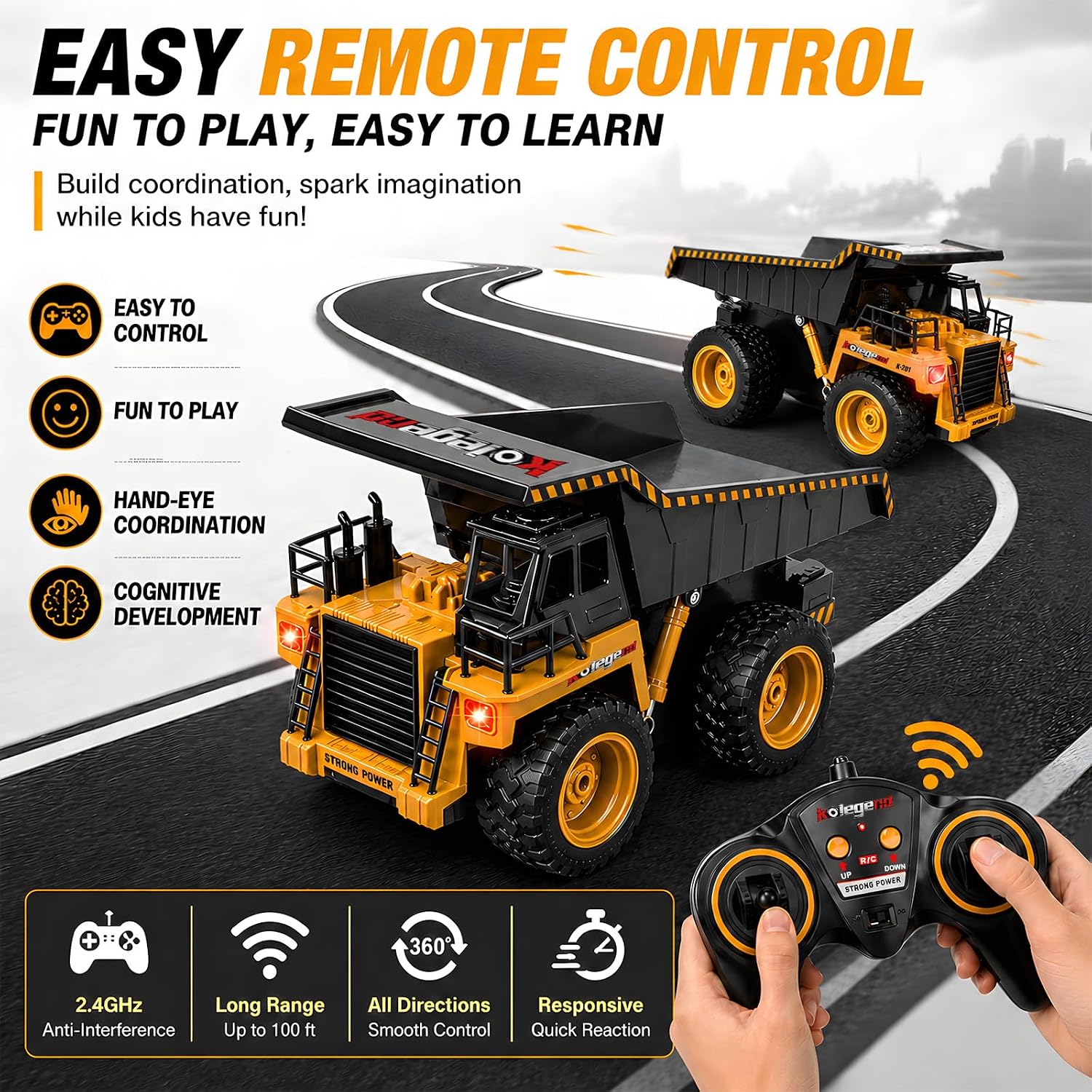 kolegend Remote Control Excavator Toy 1/14 Scale RC Excavator