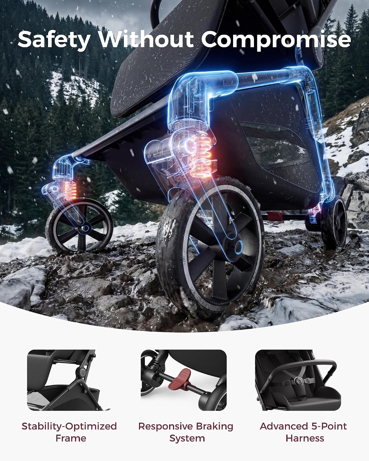 Momcozy TuckGo Ultra-Compact Travel Stroller for Toddlers, Carry-On Ready | Reclining Seat with UPF 50+ Canopy, Adjustable Leg Rest, 33 L Storage and Travel Bag Included