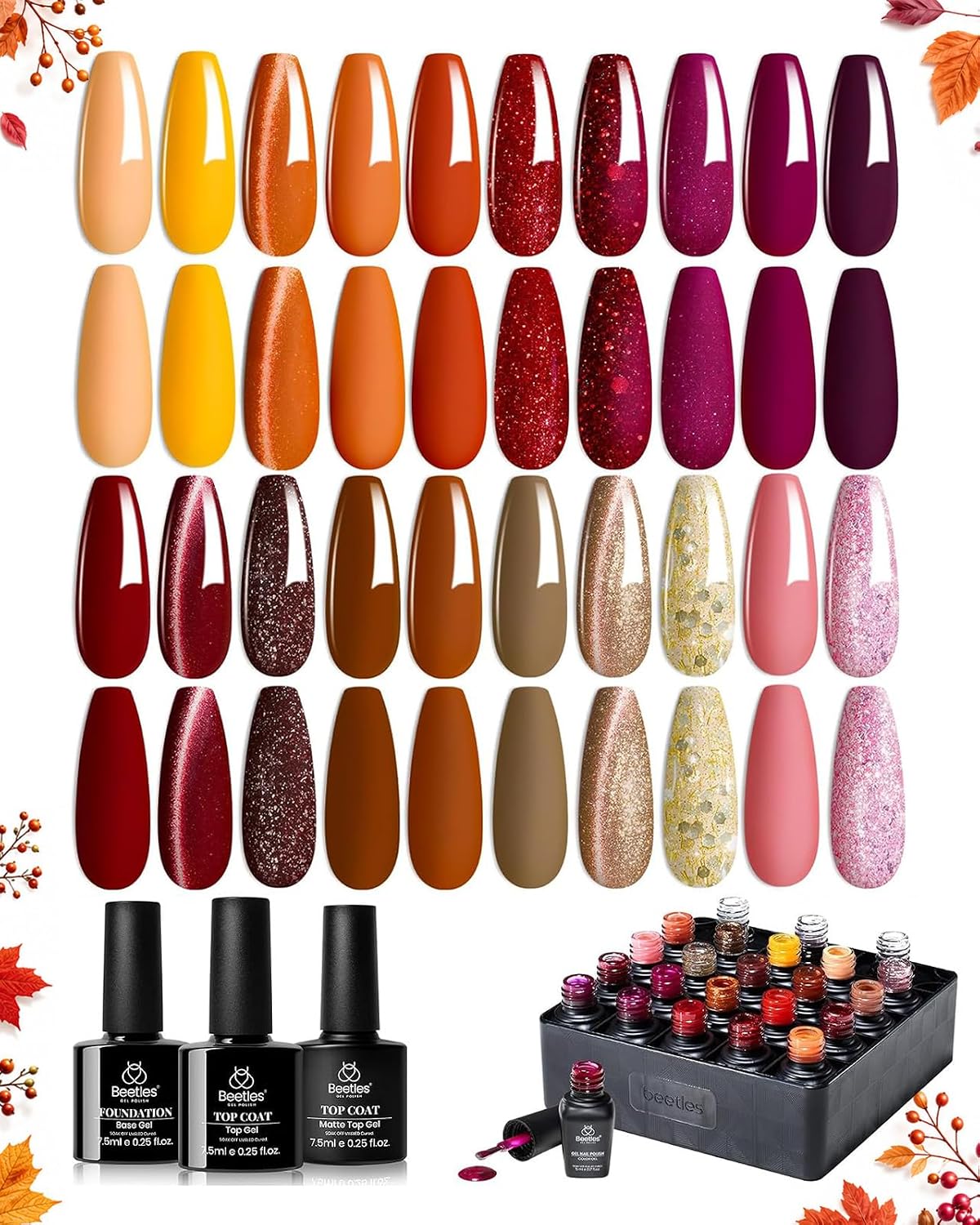 Beetles Gel Nail Polish Set with Base Glossy Matte Top Coat Macaron Gel