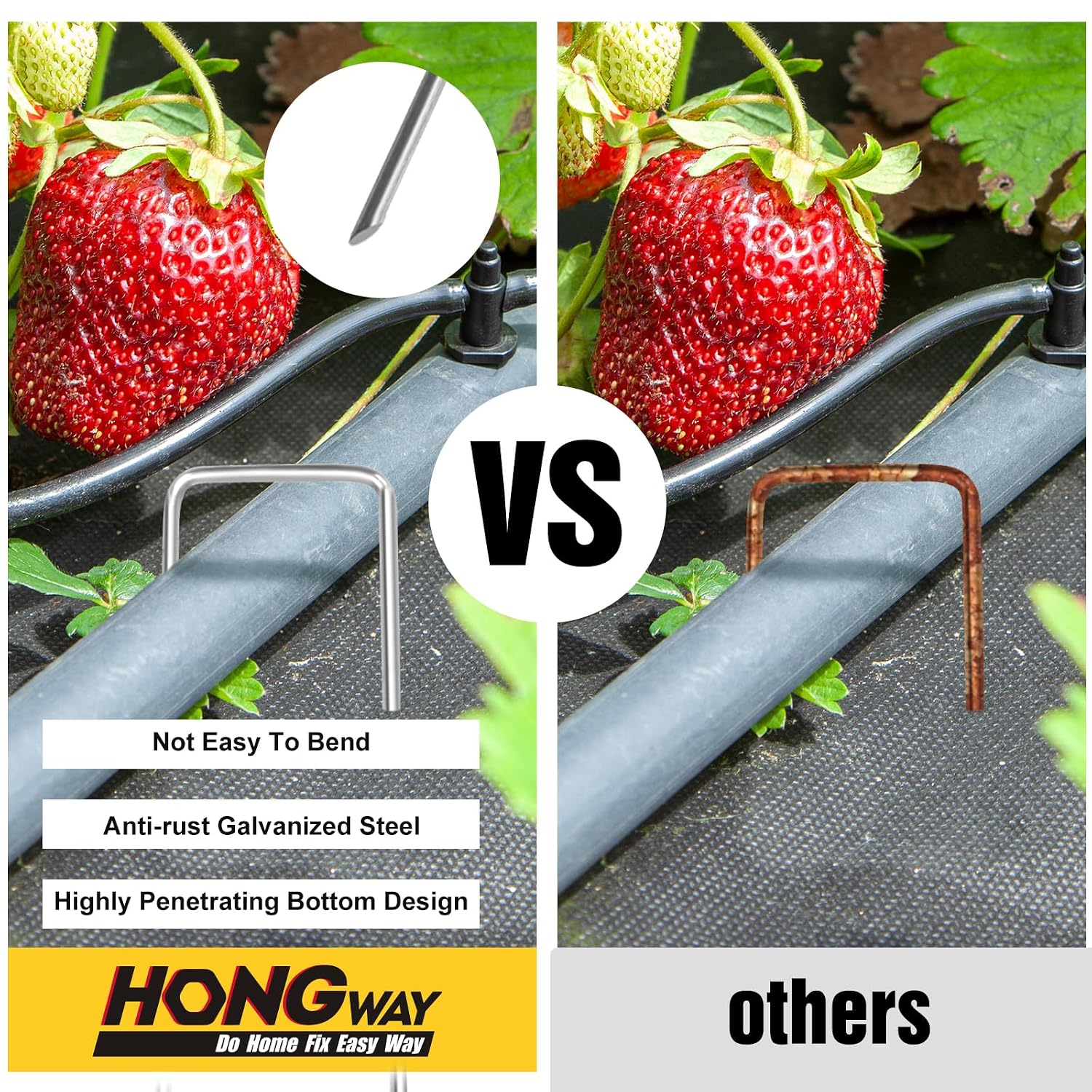 HongWay 240 Pack Landscape Staples 6 Inch, Galvanized Garden Stakes