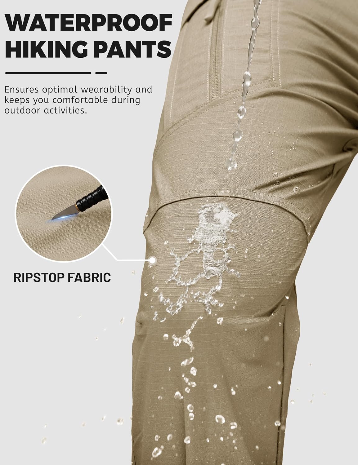 TACVASEN Men's Tactical Pants Waterproof Hiking Work Pants for Men Construction Stretch Cargo Trousers 9 Pockets