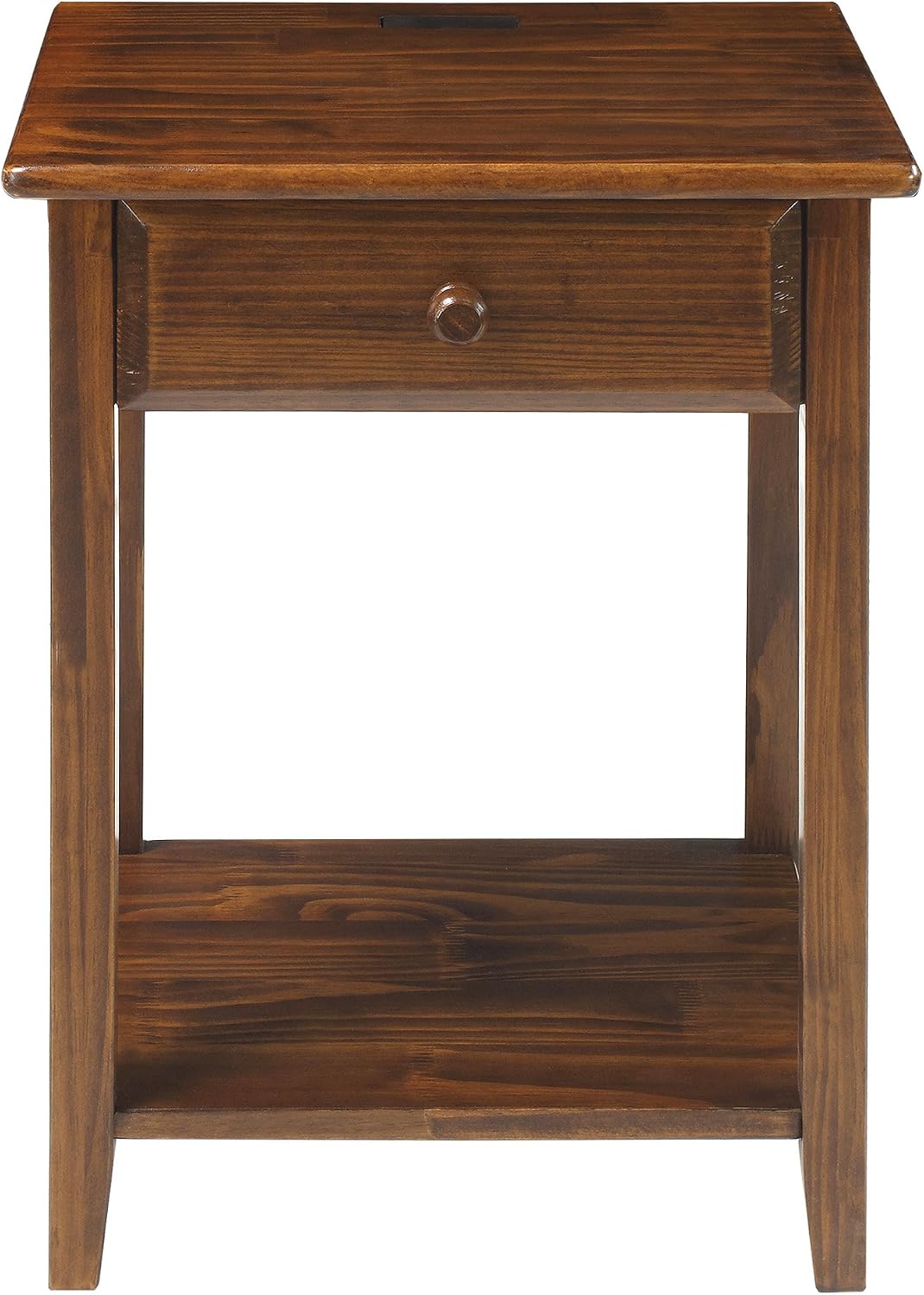Casual Home Owl Night Stand with USB Port Charging Station and Drawer, 17.5"W x 14.25"D x 24.5"H, Espresso