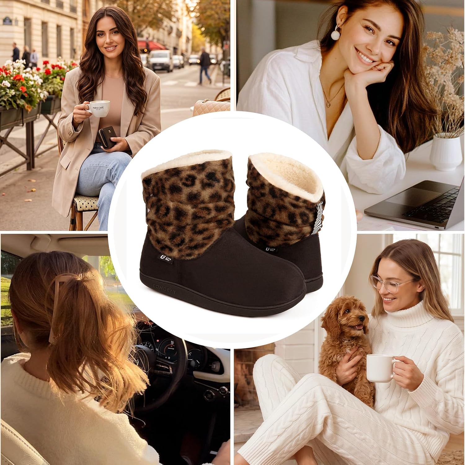 LongBay Slippers Boots for Women Warm Winter Fuzzy Bootie House Shoes Gifts