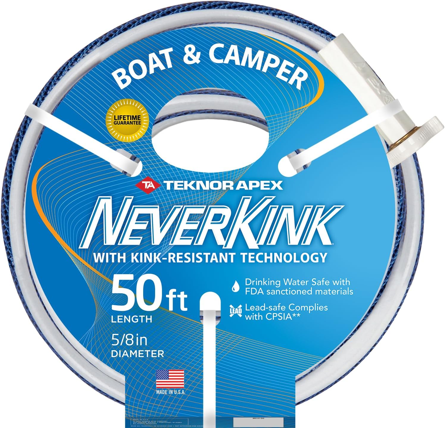 Teknor Apex NeverKink, 8612-50 Boat and Camper, Drinking Water Safe Hose, 5/8-Inch-by-50-Foot