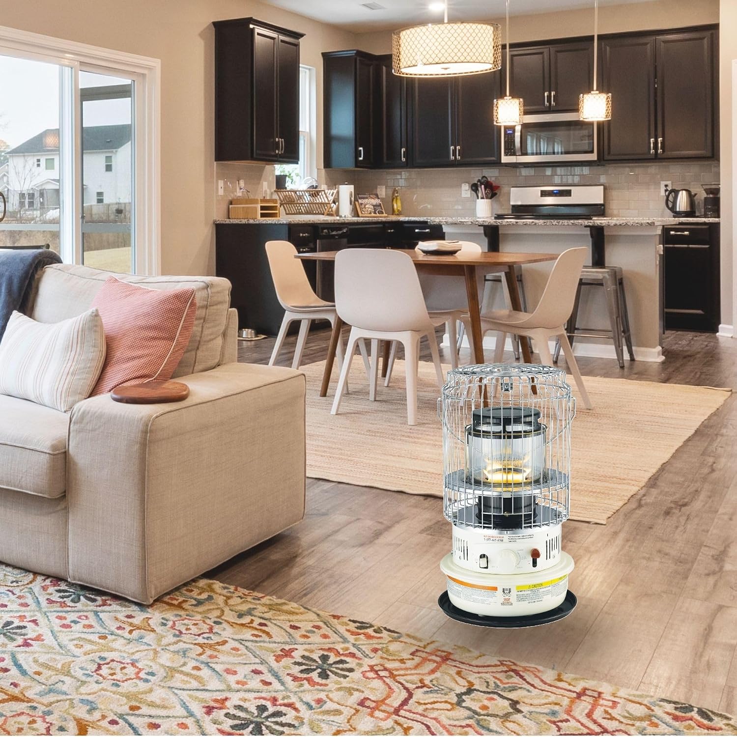 Kero World Kerosene Convection Wick Heater with Radiant and Convective Heat, Lightweight Portable Compact Design, and Sure Seat Chimney System, White.