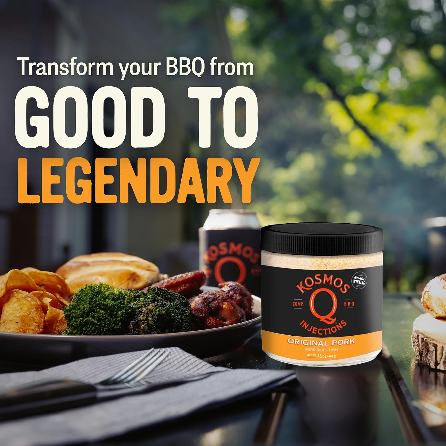 Kosmos Q Reserve Blend Brisket Injection, Premium Beef BBQ Marinade for Tender & Juicy Brisket, Phosphate-Enhanced for Moisture Retention, Competition-Grade Seasoning, Gluten Free, 16 Oz Jar