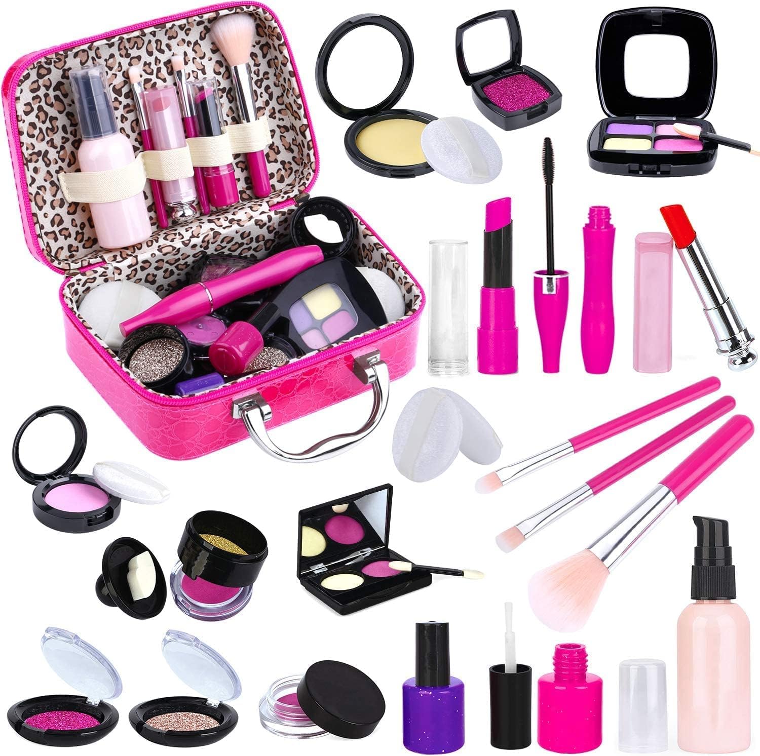 TEPSMIGO Pretend Makeup Kit for Girls, Kids Pretend Play Makeup Set - with Cosmetic Bag for Birthday Christmas