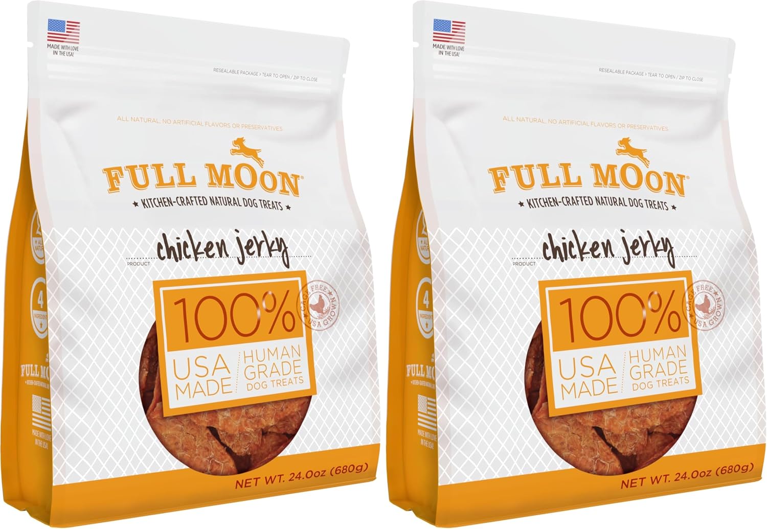 Full Moon Chicken Jerky Healthy All Natural Dog Treats Human Grade Made in USA Grain Free, 1.5 Pound (Pack of 1)