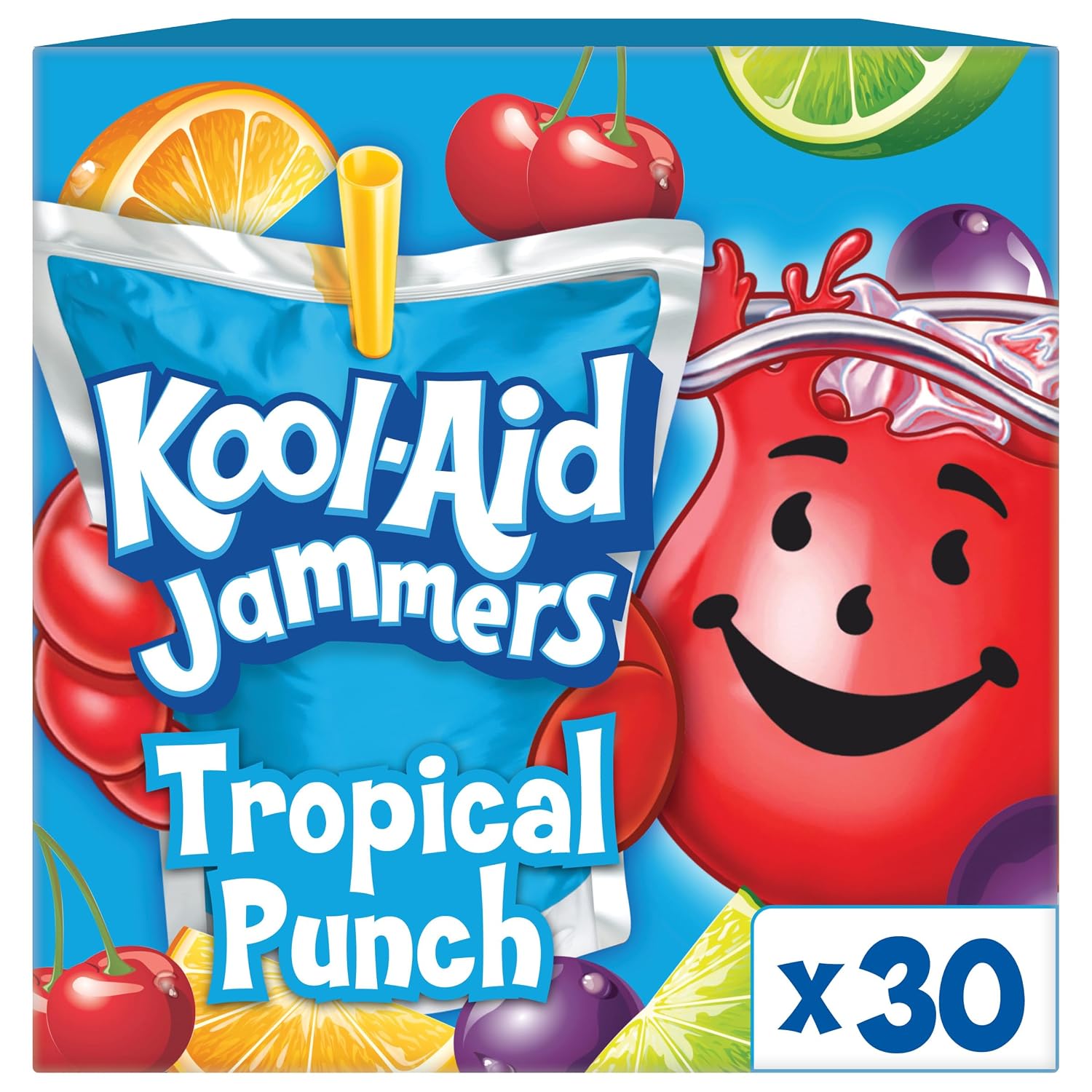 Kool-Aid Drink, 10 ct Box Tropical Punch Flavored, 6 fl oz Pouches | for Flavorful Hydration and Shareable Refreshment Good Source of Vitamin C, Caffeine Free Gluten Free