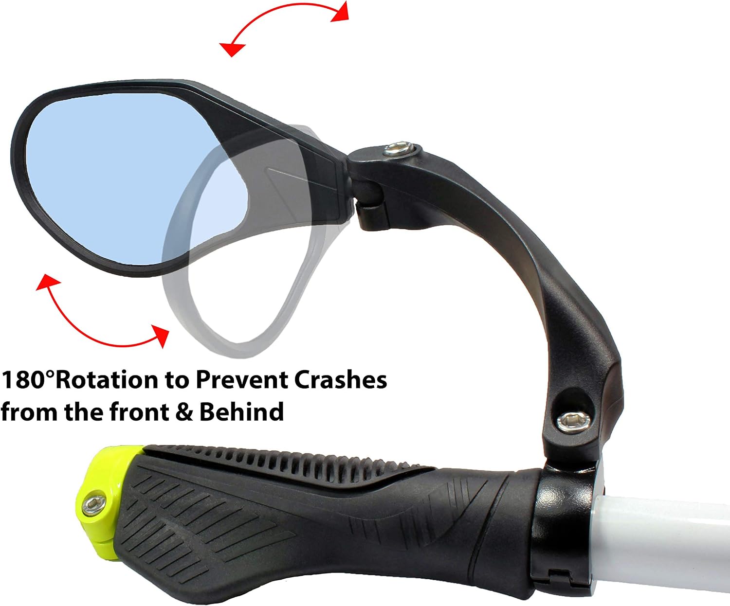Hafny New Handlebar Bike Mirror, HD,Blast-Resistant, Glass Lens, Reflector (HF-M903LS-FR05 (Bar End Fitting Left Side, Silver Glass))