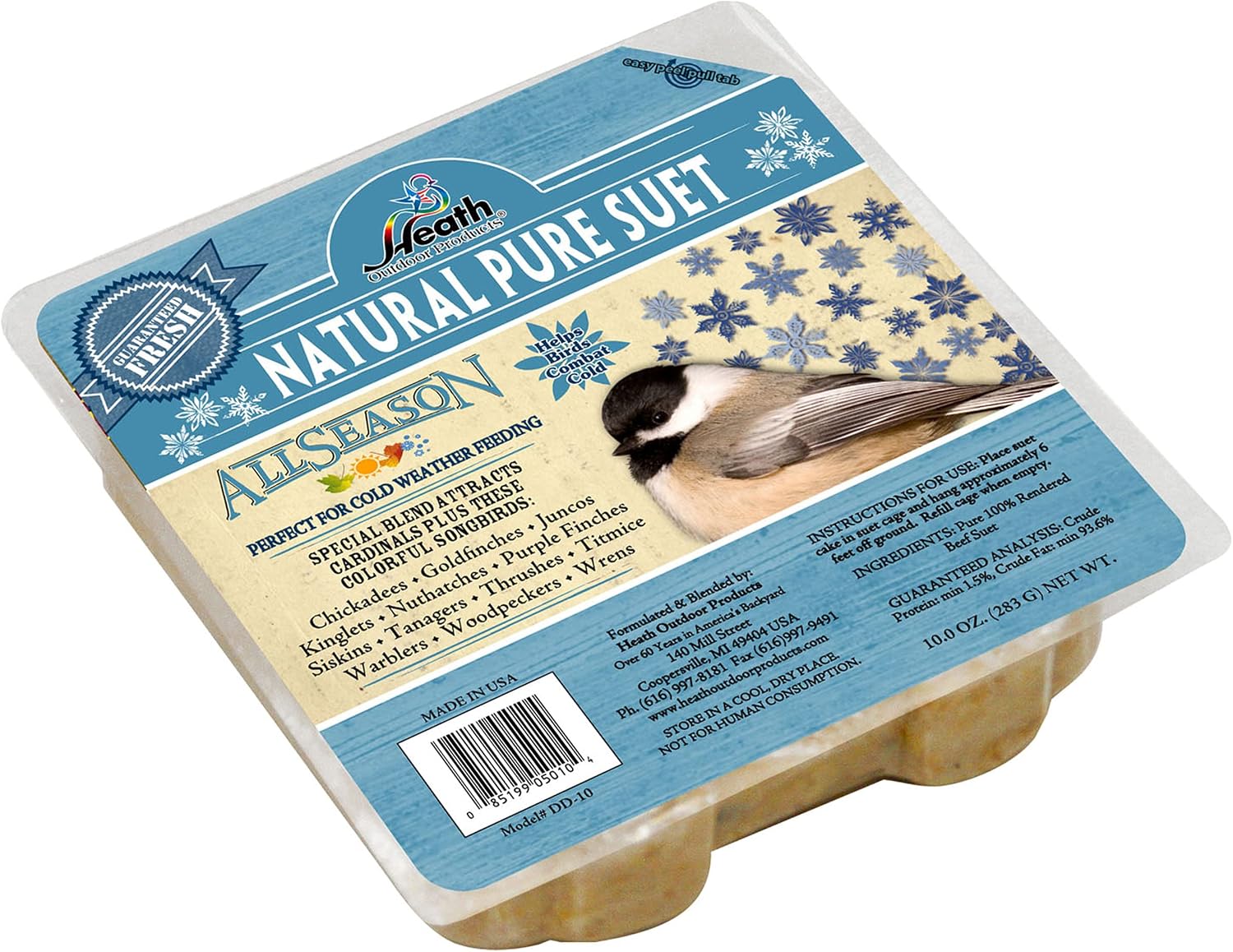 Heath Outdoor Products DD-10 Natural Pure Suet Cake, Case Of 12 , 11.25-Ounce