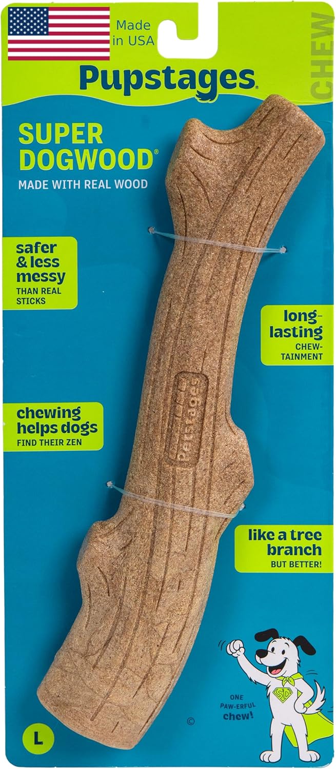 Pupstages Super Dogwood Stick Dog Chew Toy, Made in USA, X-Small, 6"