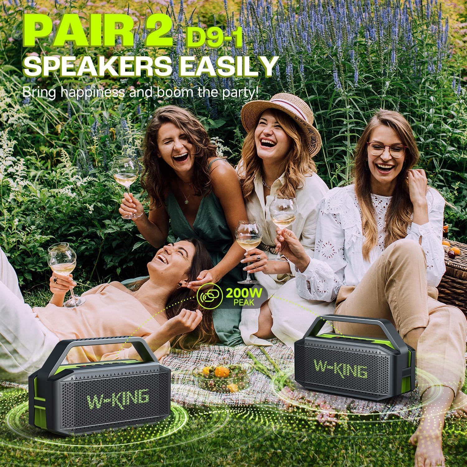 W-KING Bluetooth Speaker, 100W Peak Outdoor Portable Loud Speakers Wireless