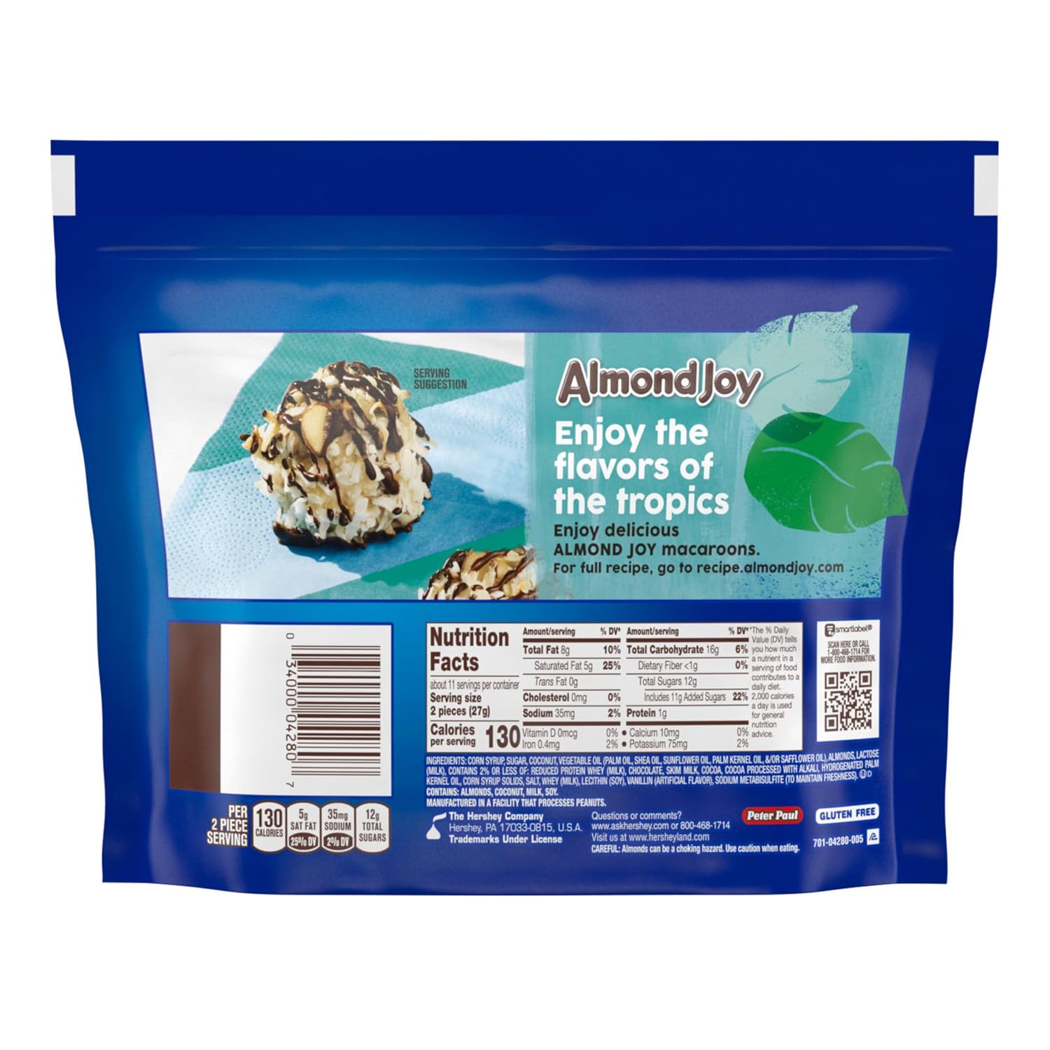 ALMOND JOY Coconut and Almond Chocolate Candy Bars, 1.61 oz (36 Count)
