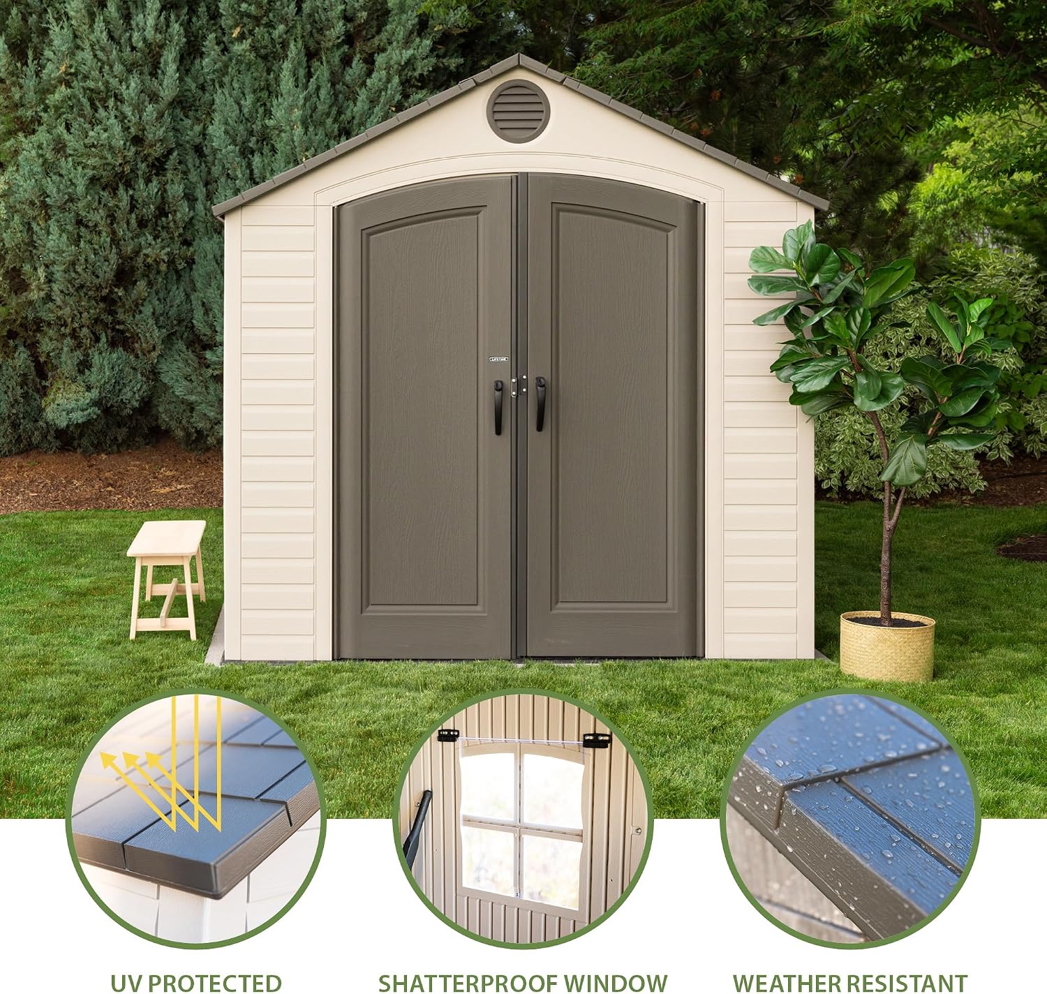 Lifetime 6402 Outdoor Storage Shed, 8 by 12.5 Feet; 2 windows