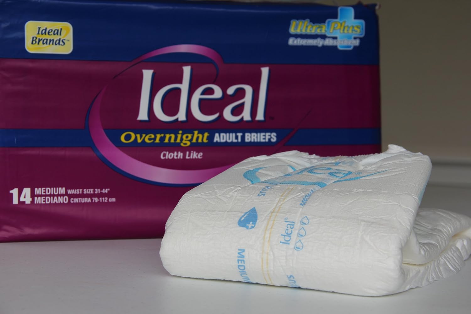 Adult Briefs (Diapers) Over Night Ultra Plus Extreme Absorbency- Size- Medium B-8204- CASE of 56-4 Bags of 14