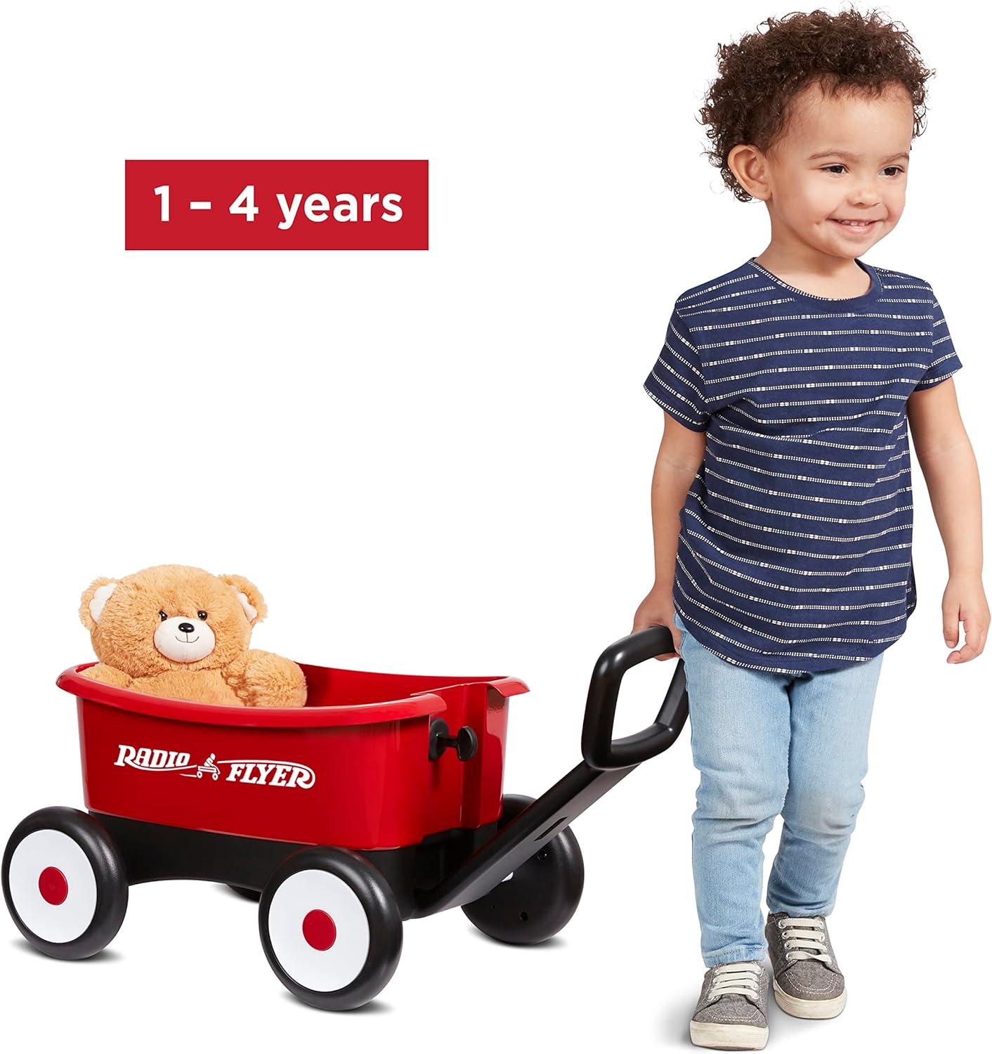 Radio Flyer Push & Pull Walker Wagon with Teddy Bear, Ages 1-4 Years, Red