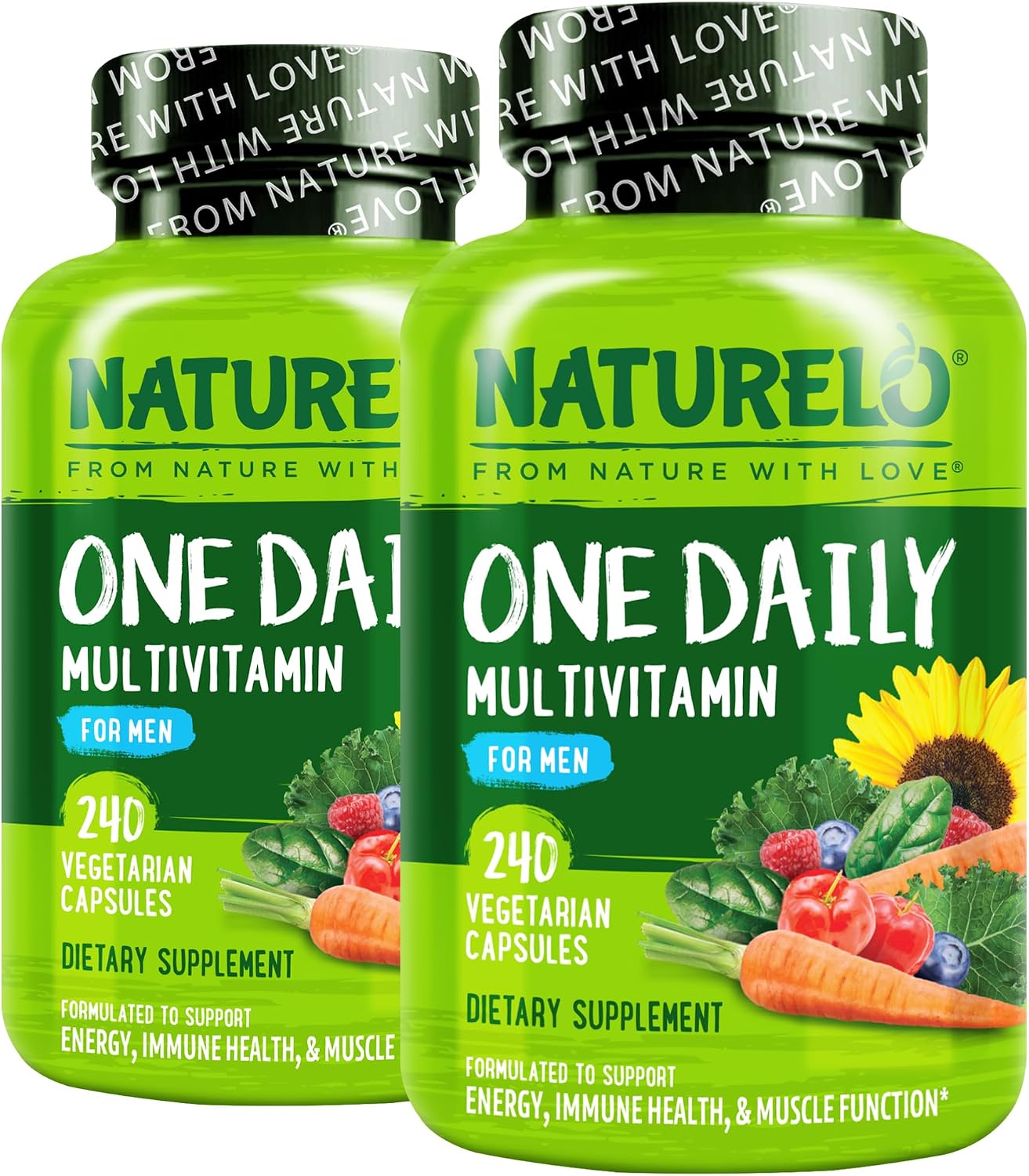 NATURELO Multivitamin for Men - One Daily, 60 Vegetarian Capsules | Vitamins, minerals & organic whole foods, non-GMO