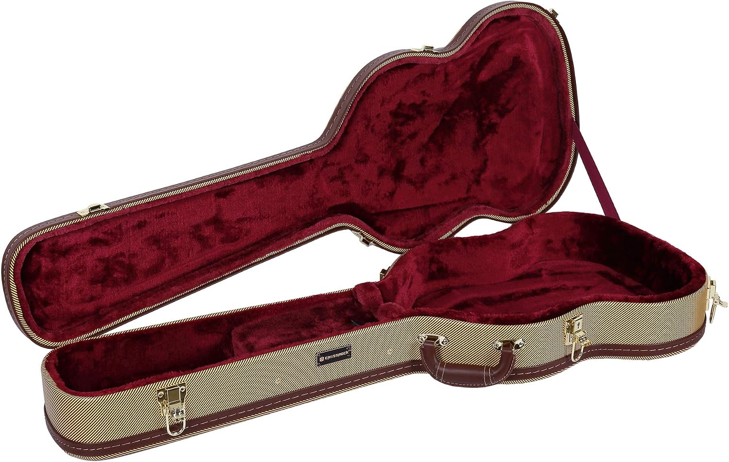 Crossrock SG Guitar Case, Multi-layer Wood Case, Arch-top Style, Vinyl Tweed