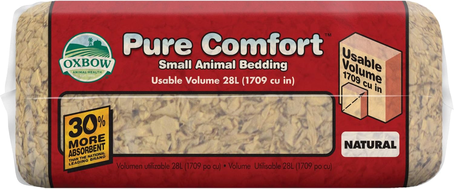 Oxbow Small Animal Bedding, Hamster, Guinea Pig, Rabbit, White, USA, 36 L | Pure Comfort, Hamster Bedding, Guinea Pig Bedding, Low Dust, Virgin Paper, Litter Box, Bunny, Rats, Gerbils, Chinchillas
