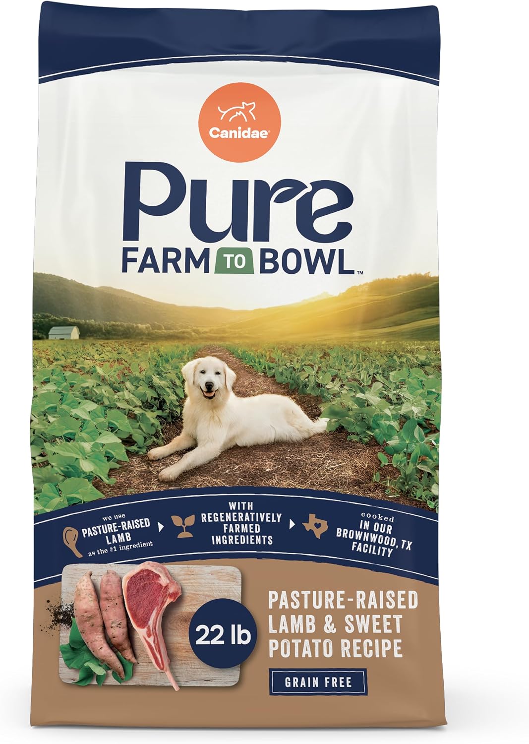 Canidae Pure Farm to Bowl Dry Dog Food - Balanced Nutrition for Adult Dogs - Limited Ingredient Formula - Grain, Wheat & Soy-Free - 22 lb - Wild-Caught Salmon & Sweet Potato Recipe