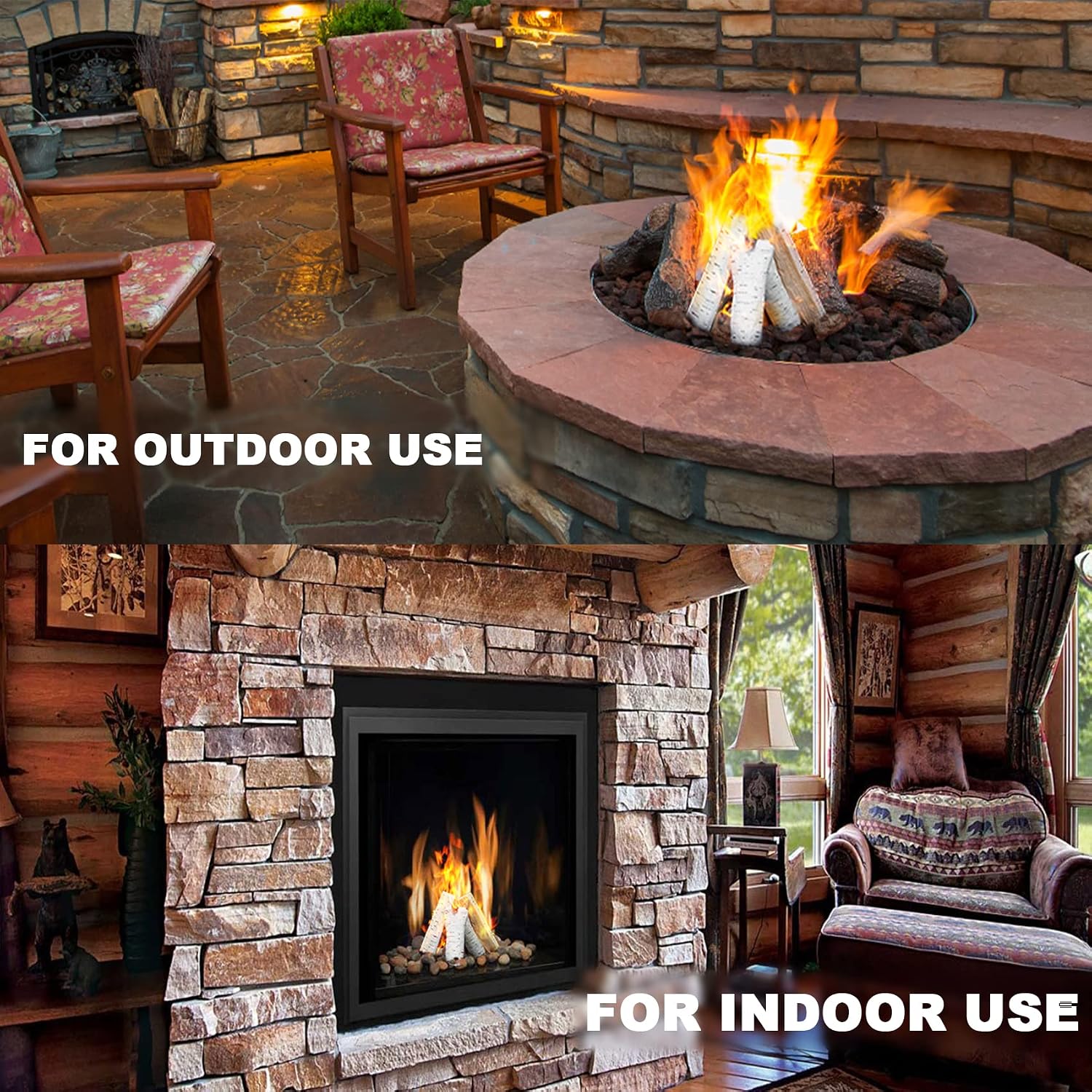 Skyflame 6 Small Piece Set of Birch Ceramic Wood Logs | For All Types of Indoor Gas Inserts, Ventless & Vent Free, Propane, Gel, Ethanol