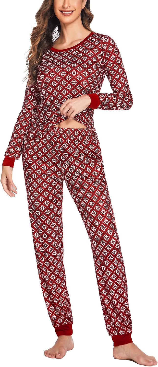 Ekouaer Womens Pajamas Sets Long Sleeve Tops with Jogger Pants