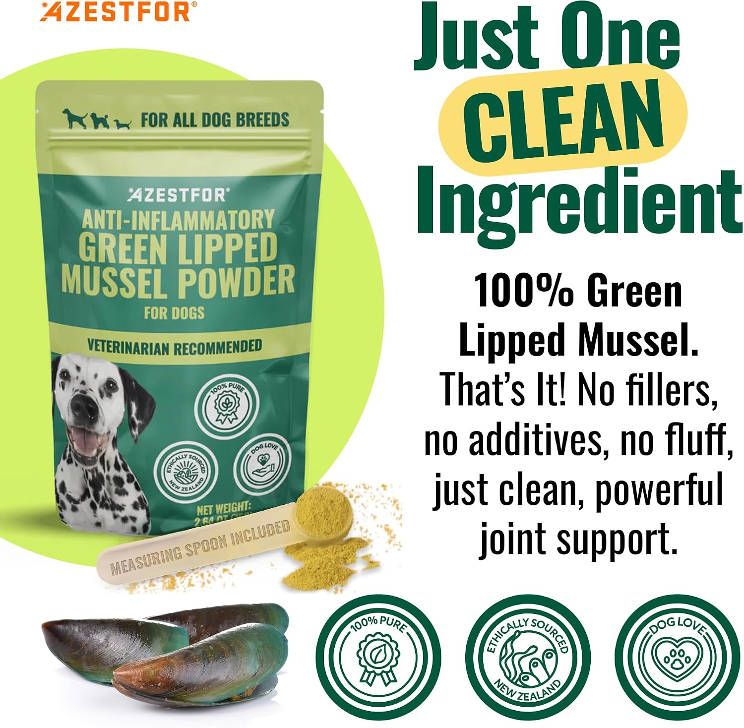 Anti-Inflammatory Green Lipped Mussel for Dogs Powder