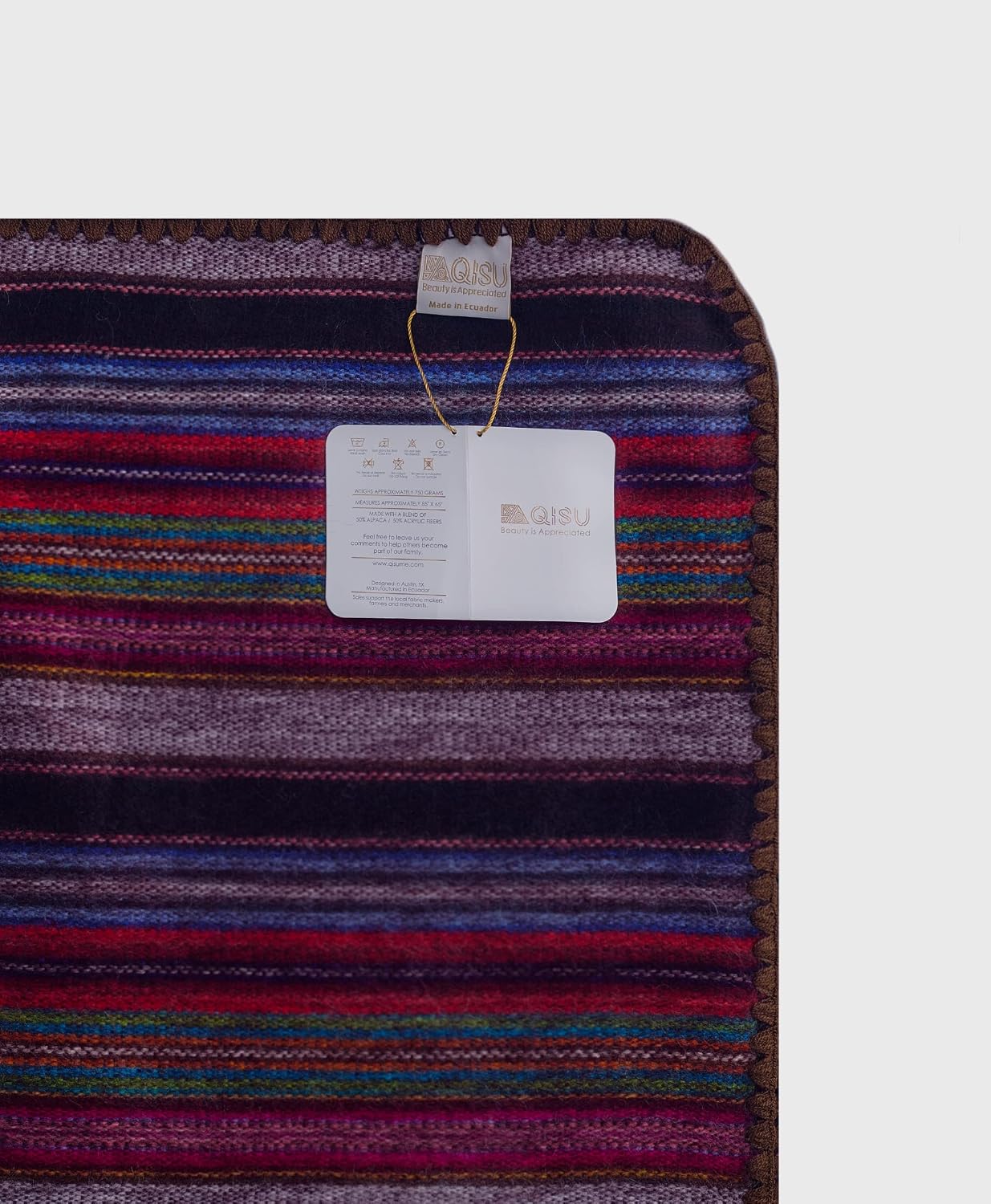QISU Alpaca Wool Blanket Throw | Large, Beautiful, Warm, Variegated | 85 x 65 inches | Ultra-Soft, Hypoallergenic and Breathable | Non-Itchy or Scratchy Fabric (Green Variegated)