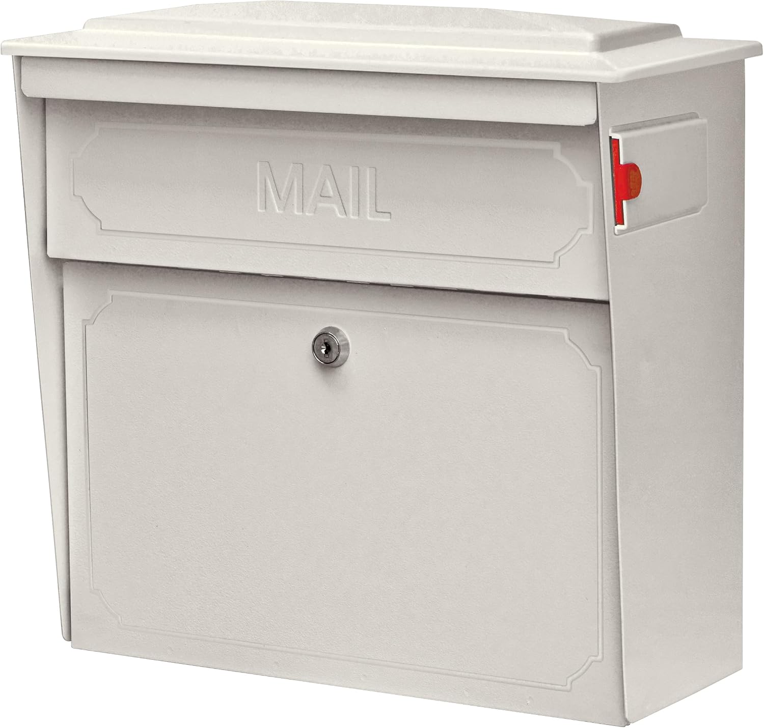 Mail Boss 7172 Townhouse Locking Security Wall Mount Mailbox, Black, Pack of 1 | Anti-pry locking door, classic stamped-panel design with decorative top cap, fixed slot fits envelopes and magazines.