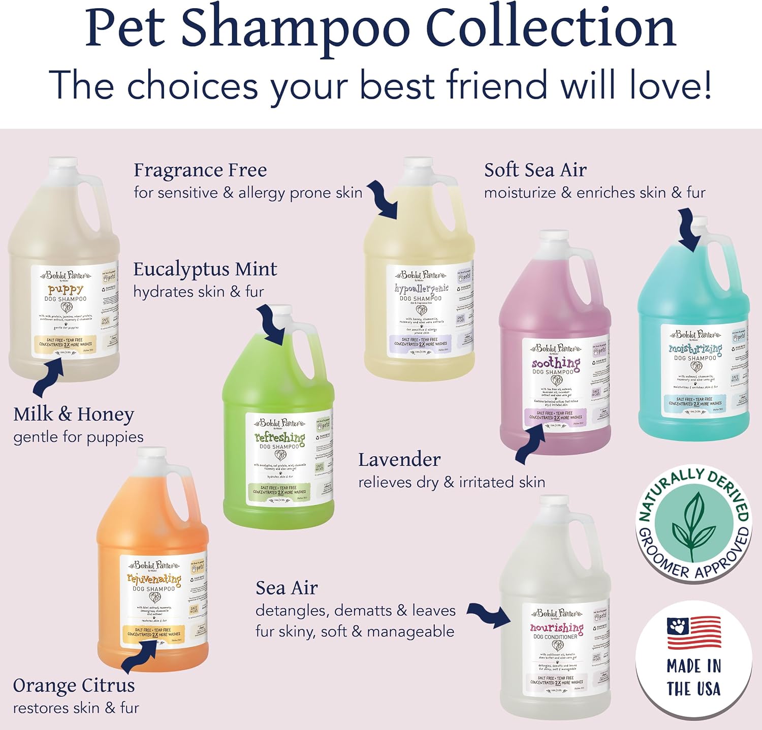 Bobbi Panter Soothing Dog Shampoo Tea Tree, Lavender, Cucumber & Oat Protein – Natural Formula for Sensitive Skin & Irritation Relief, Tear-Free, 30:1 Concentrate, Made in USA, 14 oz