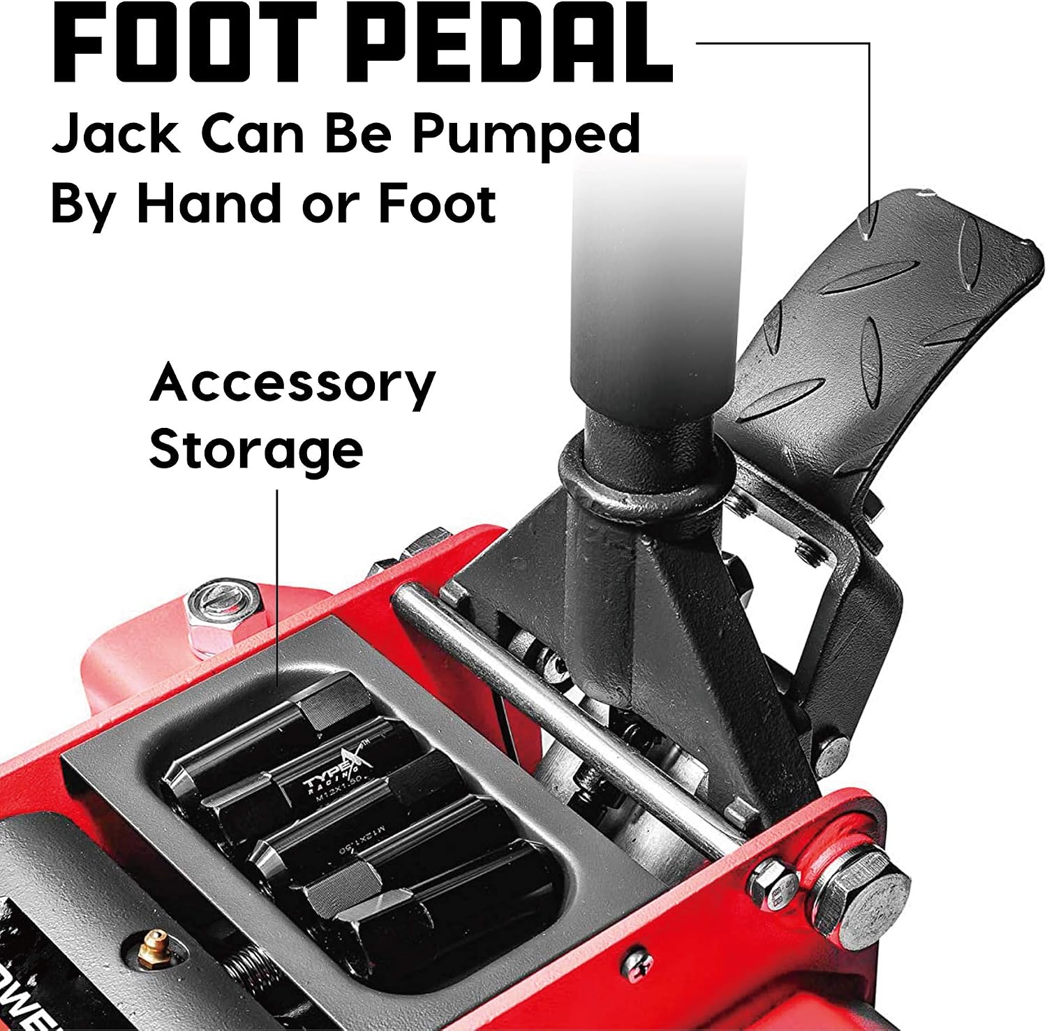 Powerbuilt 6 Piece Car Jack and Garage Creeper Service Set, 2 Ton Vehicle Lift, Jackstands, Folding Creeper, Wheel Chocks, Car Repair Garage Equipment - 640816, Large, Red