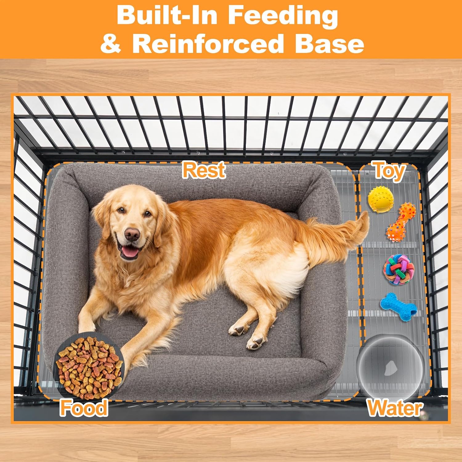 Homey Pet Taller 43" Heavy Duty Double Dog Crates with Divider & Dual Door | Drop Cage for Dogs with Lockable Wheels, Bowls, Removable Tray, Top Access, Ideal for Small to Medium & Large Dogs, Breeders
