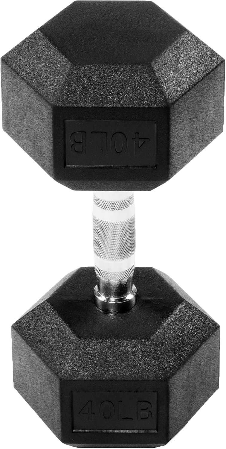 Rubber Encased Hex Dumbbell with Knurled Alloy Material Non-slip Handle, Basic Professional Dumbbell