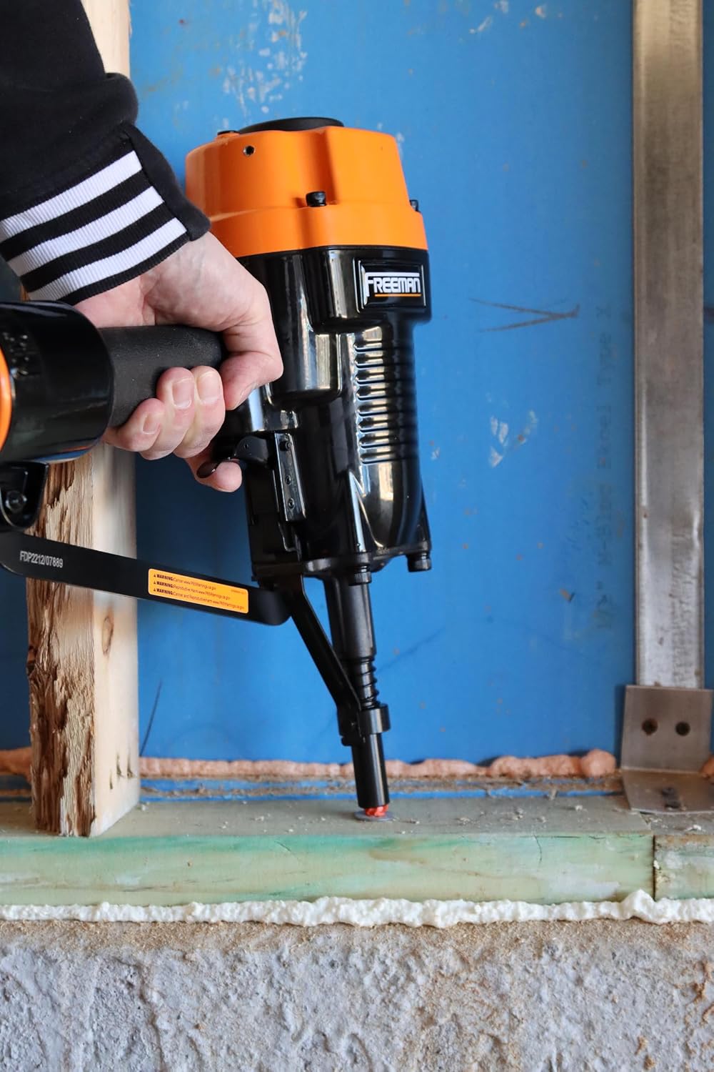 Freeman PSSCP Pneumatic 3" Single-Pin Concrete Nailer with Case | Heavy-Duty Air-Powered Nail Gun for Wood