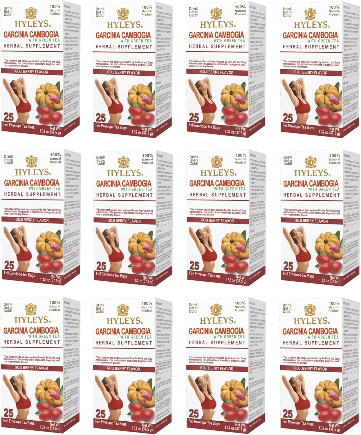 HYLEYS Tea Garcinia Cambogia Green Tea 5 Flavors Assortment - 25 Tea Bags