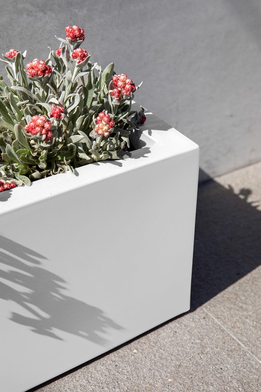 Veradek Block Series Trough Planter - Rectangular Outdoor Window Box | Made From Durable Plastic With Double-Walled Construction. Modern Patio/Tabletop Décor for Plants and Flowers