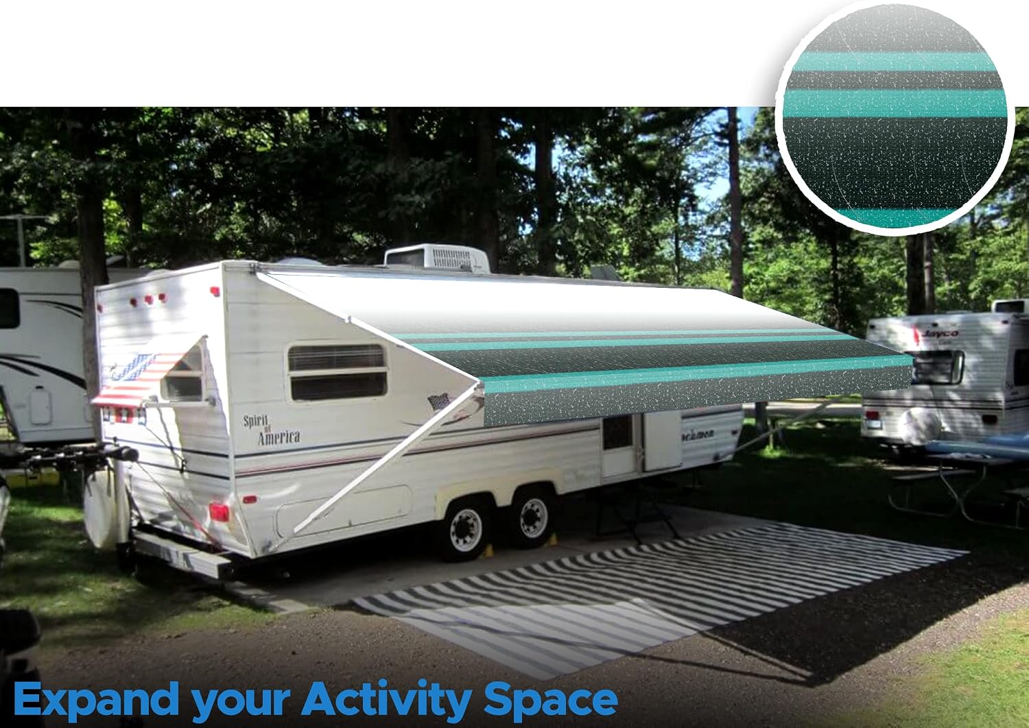 SunWave Premium Vinyl RV Canopy | Awning Fabric Replacement (20', Grey Fade)