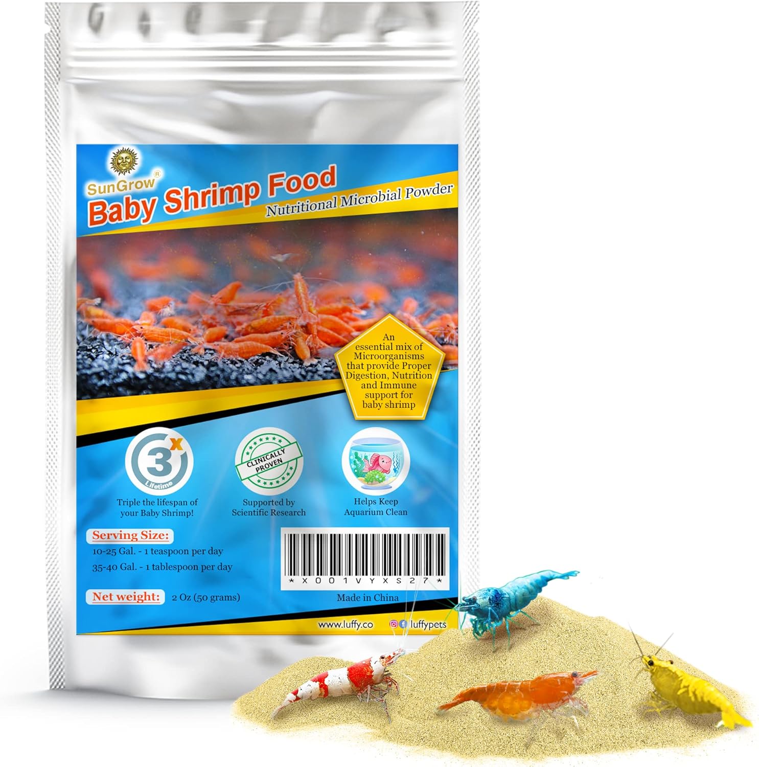 SunGrow Spirulina Protein Wafers for Shrimps, 1.75 oz Nutritional Snack, High-Protein Food for Freshwater Shrimp, Ideal for Betta Fish Supplies, Aquarium Salt Setups, Nano Tanks & Bottom Feeders